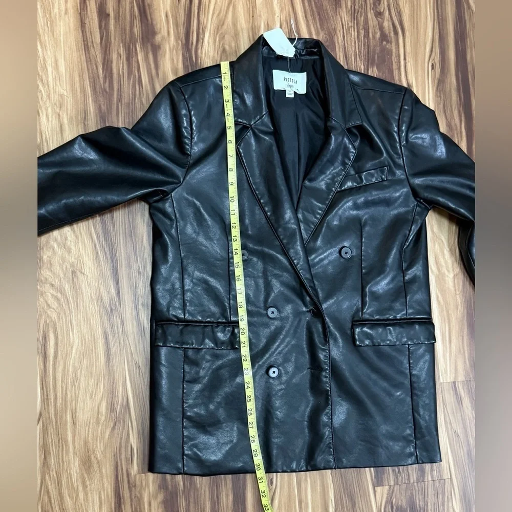 Anthropologie Pistola Black Faux Leather Blazer